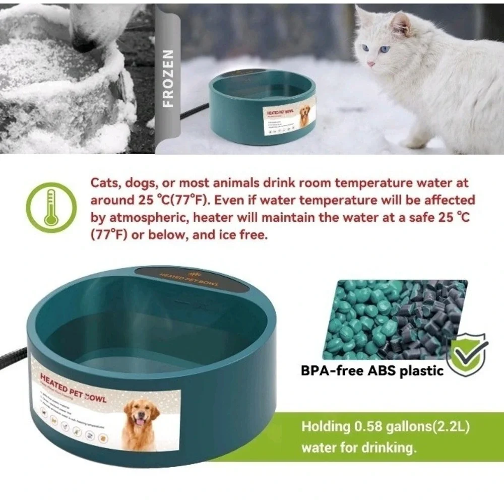 Heated Water Bowl for Dogs Heated Dog Bowl for Cats Birds Chickens Waterer‎
